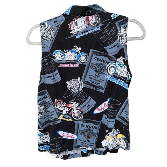 Vintage Harley-Davidson x Tori Richard Button Front Sleeveless Top Medium Hawaii - Picture 2 of 13